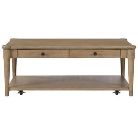 Wilmington Sand Wood Top Cocktail Table with Casters