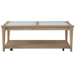 Wilmington Sand Frosted Glass Top Cocktail Table with Casters