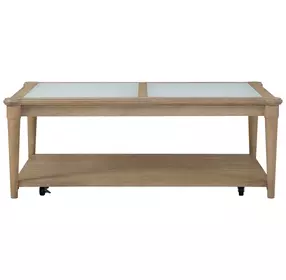 Wilmington Sand Frosted Glass Top Cocktail Table with Casters