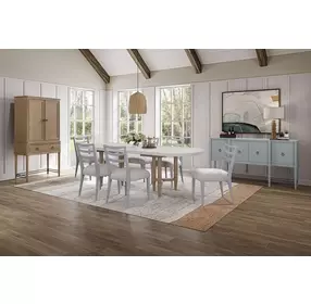 Wilmington Sand Pillar Trestle Extendable Dining Room Set