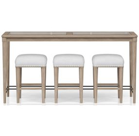 Wilmington Sand Frosted Glass Console Table with 3 Stools