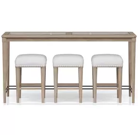 Wilmington Sand Frosted Glass Console Table with 3 Stools