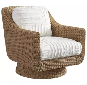 Isle of Palms White Upholstered Outdoor Swivel Lounge Chair