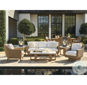 Isle of Palms Mocha and White Agate Stone Top Rectangular Outdoor Occasional Table Set