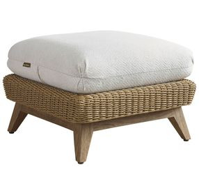 Isle of Palms Ivory Upholstered Square Outdoor Ottoman