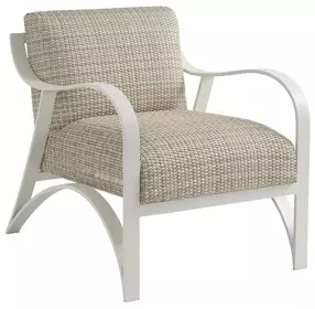 Sand Dune Ivory and Taupe Upholstered Outdoor Lounge Chair
