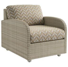 Sand Dune Brown and White Upholstered Outdoor Lounge Chair