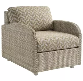 Sand Dune Brown and White Upholstered Outdoor Lounge Chair