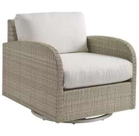 Sand Dune Cream Upholstered Outdoor Swivel Lounge Chair