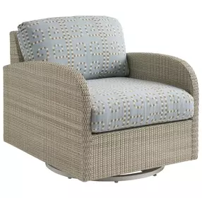 Sand Dune Blue and Brown Upholstered Outdoor Swivel Lounge Chair