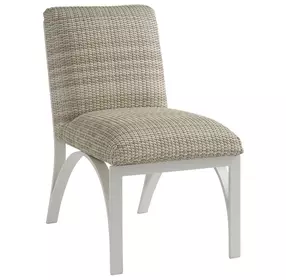Sand Dune Ivory and Taupe Upholstered Outdoor Dining Side Chair