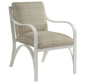 Sand Dune Ivory and Taupe Upholstered Outdoor Dining Arm Chair