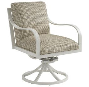 Sand Dune Beige Upholstered Outdoor Swivel Dining Rocker Chair