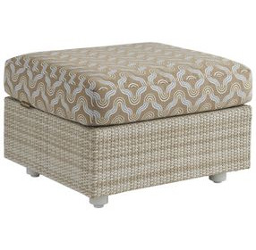 Sand Dune Brown and Beige Upholstered Outdoor Rectangular Ottoman