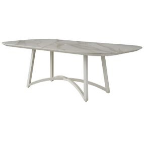 Sand Dune Cream Outdoor 88" Rectangular Stone Top Dining Table