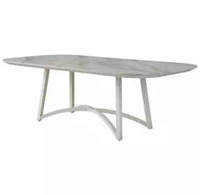 Sand Dune Cream Outdoor 88" Rectangular Stone Top Dining Table