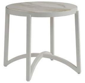 Sand Dune Cream Outdoor Round Stone Top End Table