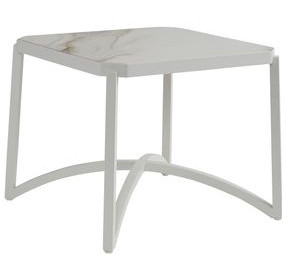 Sand Dune Cream Outdoor Square Stone Top End Table