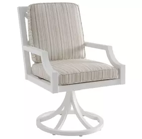Island Classic Beige and Brown Upholstered Outdoor Swivel Rocker Arm Chair