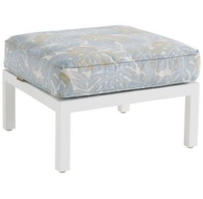 Island Classic Cream and Blue Upholstered Outdoor Rectangular Ottoman