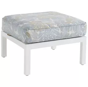 Island Classic Cream and Blue Upholstered Outdoor Rectangular Ottoman