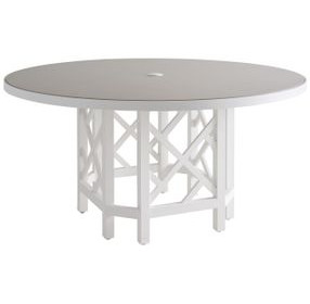 Island Classic Cream and Gray Outdoor 60" Round Quartz Top Dining Table