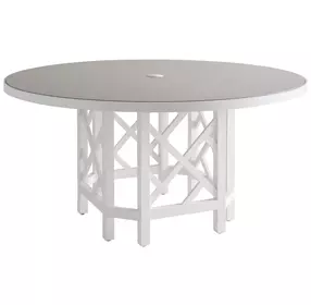 Island Classic Cream and Gray Outdoor 60" Round Quartz Top Dining Table