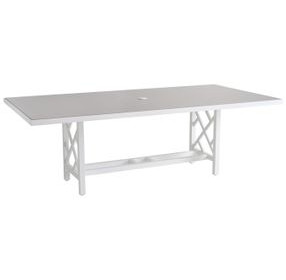 Island Classic Cream and Gray Outdoor 88" Rectangular Quartz Top Dining Table