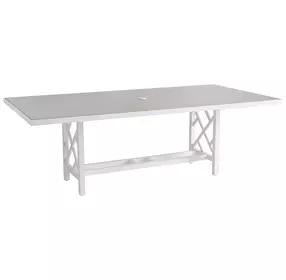 Island Classic Cream and Gray Outdoor 88" Rectangular Quartz Top Dining Table