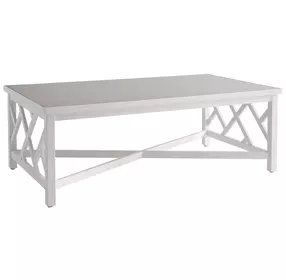 Island Classic Cream and Gray Outdoor Rectangular Quartz Top Cocktail Table