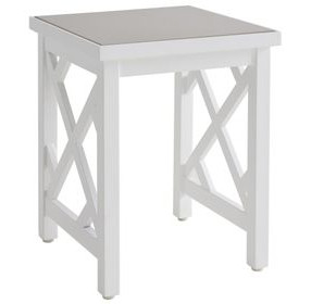Island Classic Cream and Gray Outdoor Square Quartz Top Accent Table