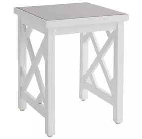 Island Classic Cream and Gray Outdoor Square Quartz Top Accent Table