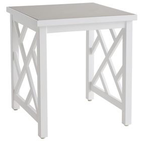 Island Classic Cream and Gray Outdoor Square Quartz Top End Table