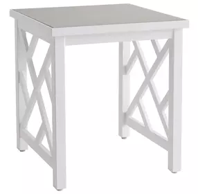Island Classic Cream and Gray Outdoor Square Quartz Top End Table