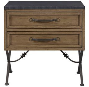 Magnolia Almond and Black 2 Drawer Nightstand with USB Charging