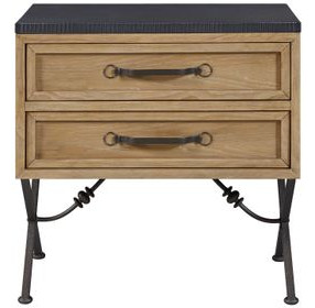 Magnolia Cashew and Black 2 Drawer Nightstand with USB Charging