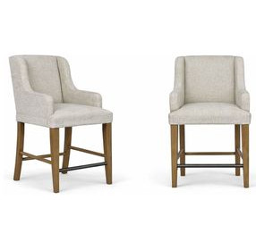 Magnolia Gray and Cashew Upholstered Counter Height Stool Set of 2