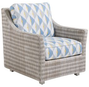 Seabrook Blue and White Upholstered Outdoor Lounge Chair