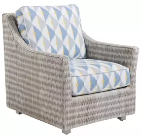 Seabrook Blue and White Upholstered Outdoor Lounge Chair