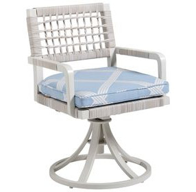 Seabrook Blue and White Upholstered Swivel Rocker Outdoor Dining Chair