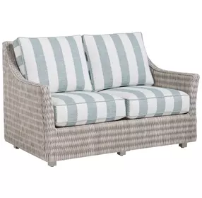 Seabrook Blue and White Outdoor 58" Loveseat
