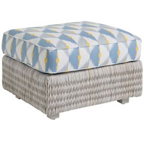 Seabrook Blue and Gray Upholstered Rectangular Outdoor Ottoman
