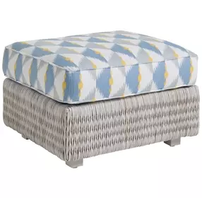 Seabrook Blue and Gray Upholstered Rectangular Outdoor Ottoman