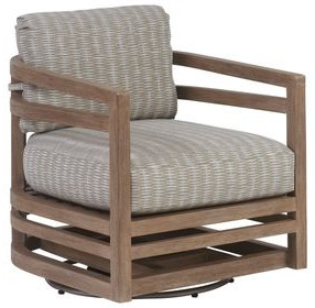 Stillwater Cove Tan Upholstered Outdoor Swivel Lounge Chair