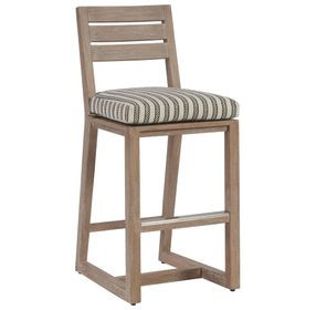 Stillwater Cove Beige and Black Upholstered Outdoor Bar Stool