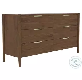 Sinclair Walnut 6 Drawer Dresser