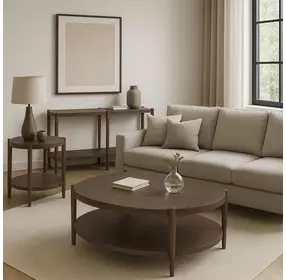 Sinclair Walnut Round Occasional Table Set