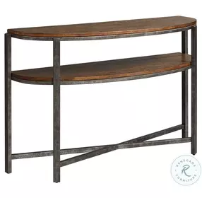Breckinridge Mahogany Spice And Pewter Metal Demilune Sofa Table