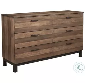 Weston Light Distressed Pine 6 Drawer Dresser