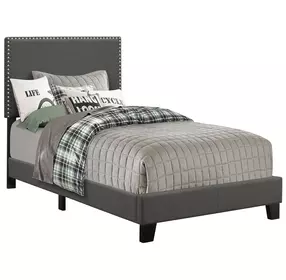 Boyd Charcoal Upholstered Twin Panel Bed